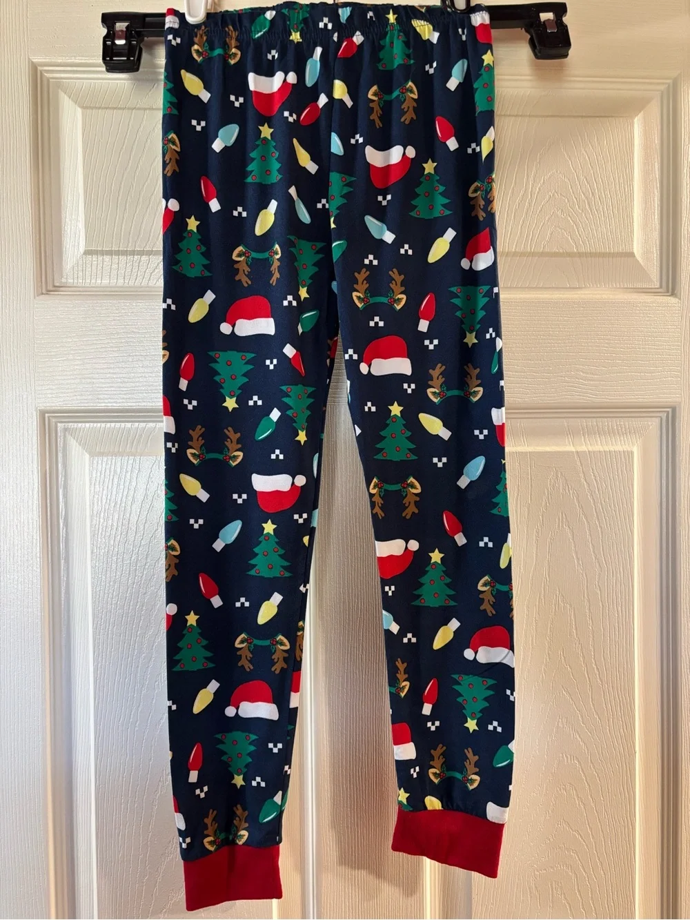 Holiday Time Navy Kids Christmas Pajama Set with Red and Green Accents